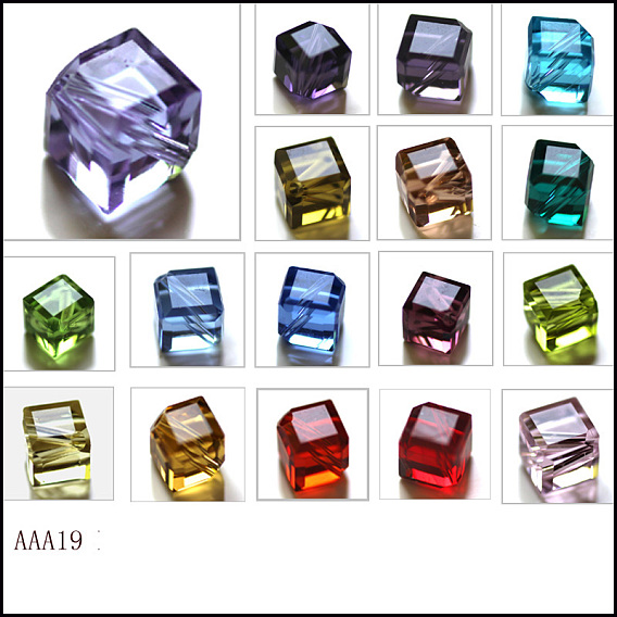 Imitación perlas de cristal austriaco, aaa grado, facetados, cubo