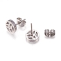 304 Stainless Steel Stud Earrings, with Ear Nuts, Flat Round with Trinity Knot/Triquetra, Irish