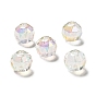 Perlas de acrílico transparentes iridiscentes arco iris chapado uv, dos tonos, facetados, rondo