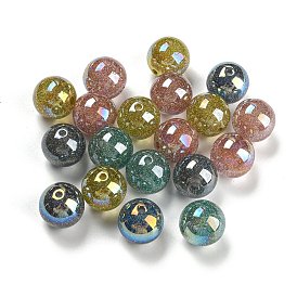 Acrylic Beads, with Giltter Powder, Round