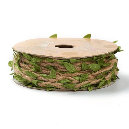 Ruban de garniture de feuille de tissu, avec des cordes de chanvre, pour les arts artisanat bricolage décoration emballage cadeau