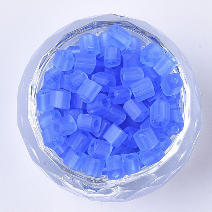6/0 transparentes perlas de cristal de la semilla, colores esmerilado, agujero cuadrado, cubo
