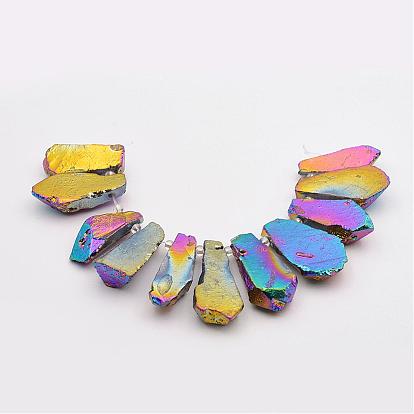 Electroplated Natural Crystal Bead Strands, Nuggets