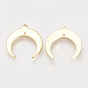 Brass Pendants, Double Horn/Crescent Moon Pendant, Nickel Free, Real 18K Gold Plated
