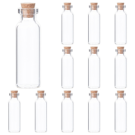 PandaHall Elite 12Pcs Glass Jar Glass Bottles Bead Containers, with Cork Stopper, Wishing Bottle