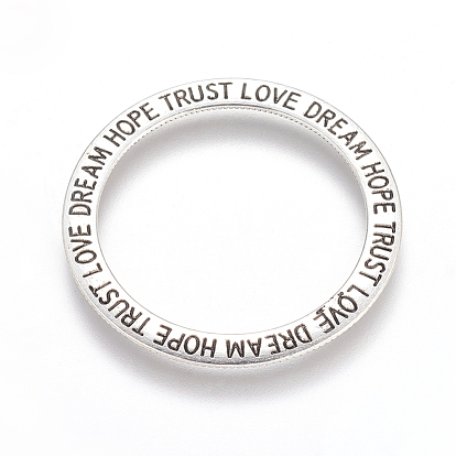 Affirmation Rings Tibetan Style Linking Rings, Circle Frames, Cadmium Free & Lead Free, with Word, 35x2mm