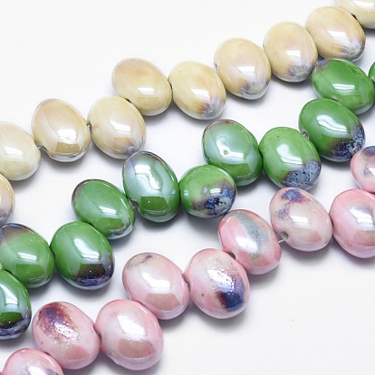 Perles de porcelaine écologiques faites à la main, ovale