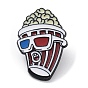 Independence Day Theme Popcorn/Glasses/Clapperboard Enamel Pins, Black Alloy Brooches for Backpack Clothes