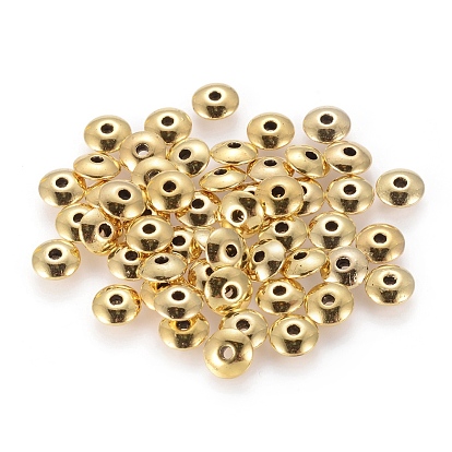  Perles de séparateur de style tibétain , sans cadmium et sans plomb, plat rond, 6x2mm, Trou: 1.5mm