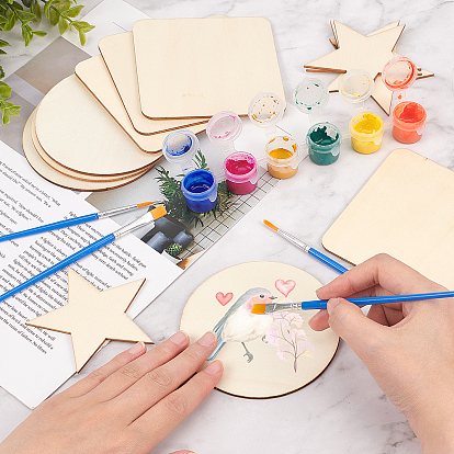 Наборы для рисования olycraft diy, пластиковые краски горшки полоски, древесины кабошонов, пластиковые кисти для рисования ручки
