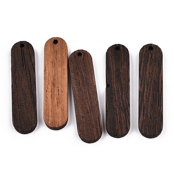 Colgantes de madera de wengué natural, sin teñir, encantos ovales