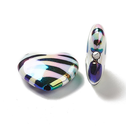 UV Plating Opaque Rainbow Iridescent Acrylic Beads, Heart