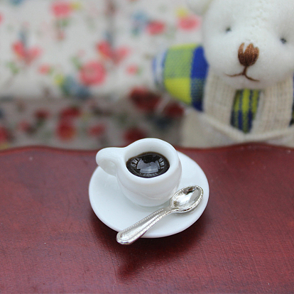 Mini tasses à café en porcelaine avec plateau et cuillère, pour accessoires de maison de poupée, faire semblant de décorations d'accessoires