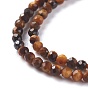Natural Yellow Tiger Eye Beads Strands, Round, Faceted