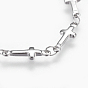 304 bracelets de la chaîne de liaison en inox, avec fermoir pince de homard, croix