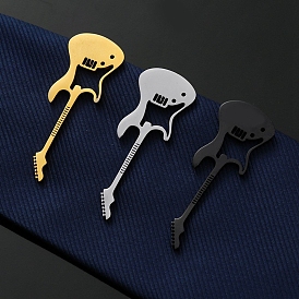 Stainless Steel Tie Clips for Men, Electric Guitar