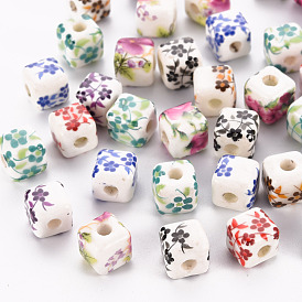 Printed Handmade Porcelain Beads, Cube