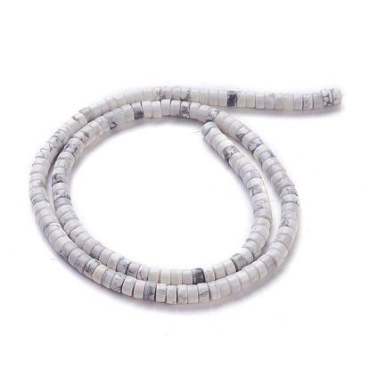 Natural Howlite Beads Strands, Heishi Beads, Flat Round/Disc