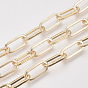 Unwelded Iron Paperclip Chains, Flat Oval, Drawn Elongated Cable Chains, with Spool