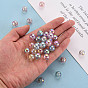 Perles acryliques transparentes, avec de la poudre, de couleur plaquée ab , ronde
