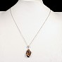 Horse Eye Platinum Plated Brass Rhinestone Gemstone Pendant Necklaces, with Cable Chains and Spring Ring Clasps, 18 inch 