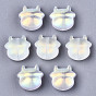 Transparent Spray Painted Glass Beads, AB Color Plated, Frosted, Cow