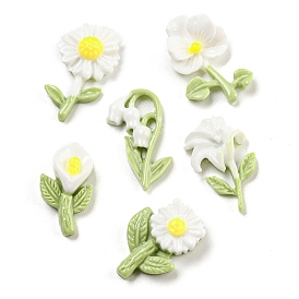 Luminous Opaque Epoxy Resin Decoden Cabochons, Glow in the Dark Flower