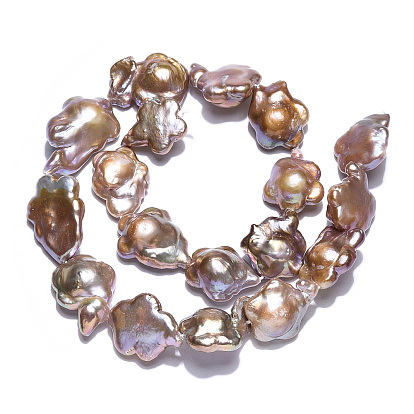 Hebras de perlas keshi nucleadas naturales barrocas, perla cultivada de agua dulce, flor