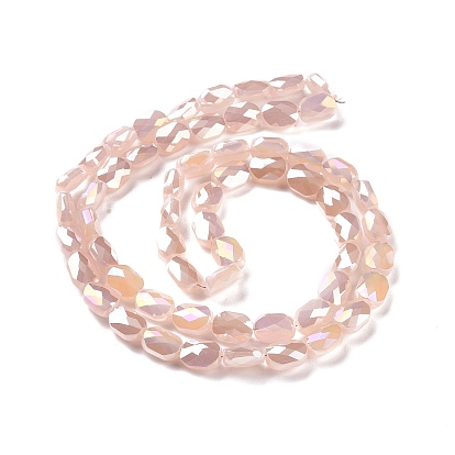 Brins de perles de verre plaquées à facettes, de couleur plaquée ab , couleur unie opaque, ovale