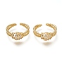 Brass Micro Pave Clear Cubic Zirconia Cuff Rings, Open Rings, Knot, Cadmium Free & Lead Free