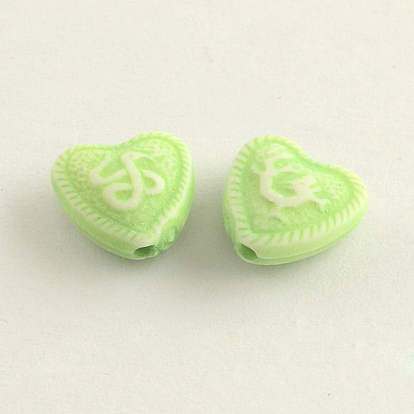 Craft Style Acrylic Beads, Heart, 9x9x4mm, Hole: 2mm, about 2100pcs/500g