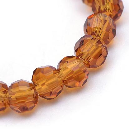 Transparent Glass Bead Strands, Faceted(32 Facets) Round