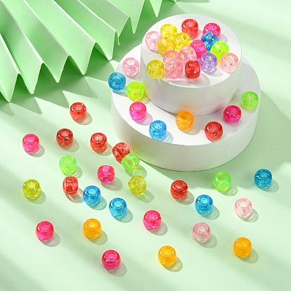 Des perles en plastique, avec de la poudre de paillettes, rondelle
