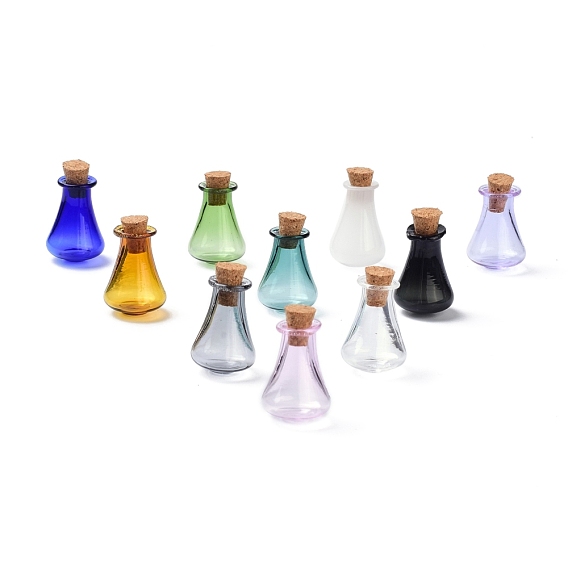 Botellas de corcho de vidrio, vaso vacío deseando botellas, viales de bricolaje para la decoración del hogar