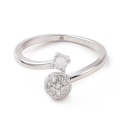 Прозрачное кубическое циркониевое плоское круглое открытое кольцо-манжета, украшения из латуни для женщин