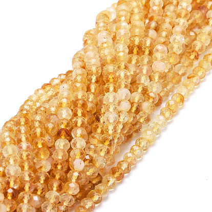 Naturelles quartz jaune brins de perles, facette, rondelle