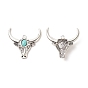 Synthetic Turquoise Pendants, with Alloy Findings, Cattle Head Charms