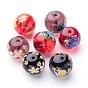 Mixed Flower Picture Printed Glass Round Beads, 12mm, Hole: 1.5mm