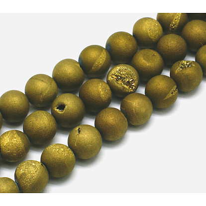 Galvanoplastie agate naturelle rondes rangées de perles, Grade a