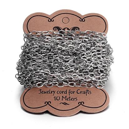 Ion Plating(IP) 304 Stainless Steel Cable Chains, Unwelded, Flat Oval, for Jewelry Making
