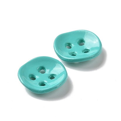 Spray painted Alloy Buttons, 4-Hole, Flat Round
