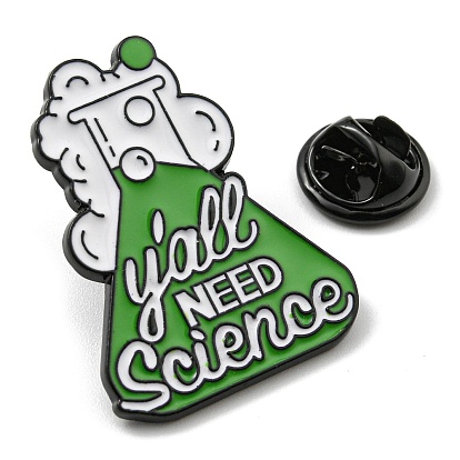 Chemical Theme Enamel Pin, Electrophoresis Black Zinc Alloy Brooch for Backpack Clothes, Atom/Flask