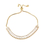 Adjustable Brass Micro Pave Cubic Zirconia Tennis Bracelets, Long-Lasting Plated Slider Bracelets for Women