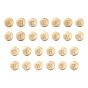 104Pcs 26 Style Unfinished Natural Wood European Beads, Large Hole Beads, Laser Engraved Pattern, Round with Letter, for Jewelry Making