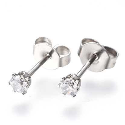 Gifts for Boyfriend Valentines Day Cubic Zirconia Ear Studs, with Stainless Steel Base