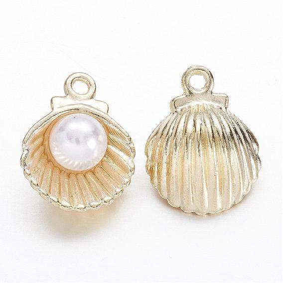 Alloy Charms, with Acrylic Pearl, Shell