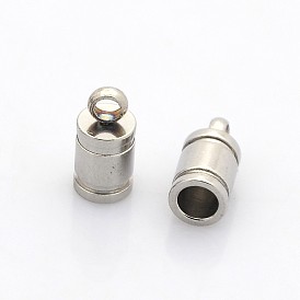 201 Stainless Steel Cord Ends, End Caps, 10x5mm, Hole: 2mm, Inner diameter: 4mm