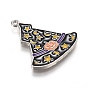Halloween Theme Witch Hat Alloy Enamel Pendants, Magic Hat with Star and Moon & Pumpkin Pattern