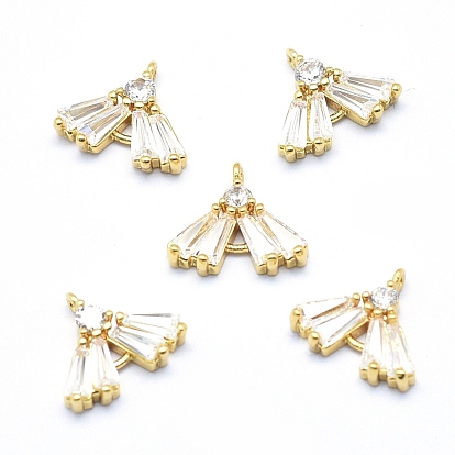 Brass Charms, with Cubic Zirconia, Lead Free & Cadmium Free & Nickel Free, Triangle