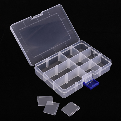 Contenedor de almacenamiento de perlas de polipropileno (pp), 12 cajas organizadoras de compartimentos, con tapa abatible, Rectángulo